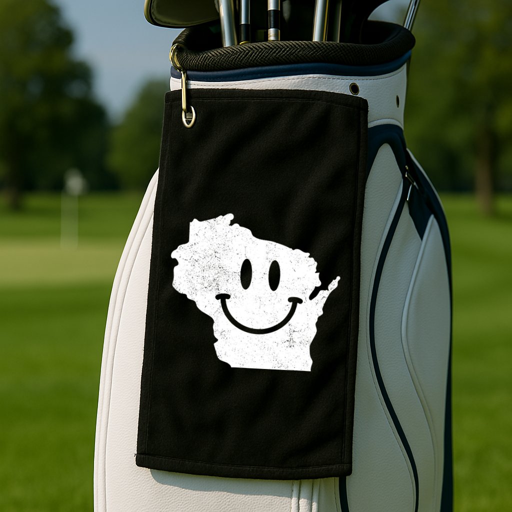 Smiling In Wi Funny Wisconsin Happy Face Golf Towel