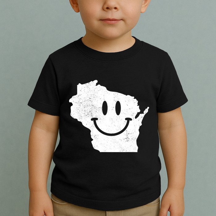 Smiling In Wi Funny Wisconsin Happy Face Toddler T-Shirt