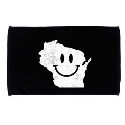 Smiling In Wi Funny Wisconsin Happy Face Microfiber Hand Towel