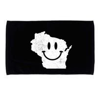 Smiling In Wi Funny Wisconsin Happy Face Microfiber Hand Towel