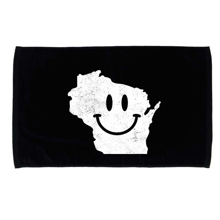Smiling In Wi Funny Wisconsin Happy Face Microfiber Hand Towel