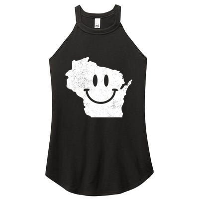 Smiling In Wi Funny Wisconsin Happy Face Women's Perfect Tri Rocker Tank