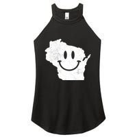 Smiling In Wi Funny Wisconsin Happy Face Women's Perfect Tri Rocker Tank