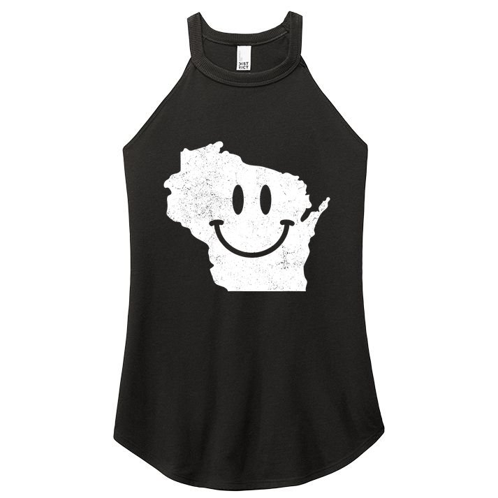 Smiling In Wi Funny Wisconsin Happy Face Women's Perfect Tri Rocker Tank
