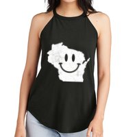 Smiling In Wi Funny Wisconsin Happy Face Women's Perfect Tri Rocker Tank