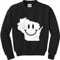 Smiling In Wi Funny Wisconsin Happy Face Kids Sweatshirt