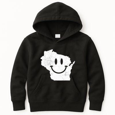 Smiling In Wi Funny Wisconsin Happy Face Kids Hoodie
