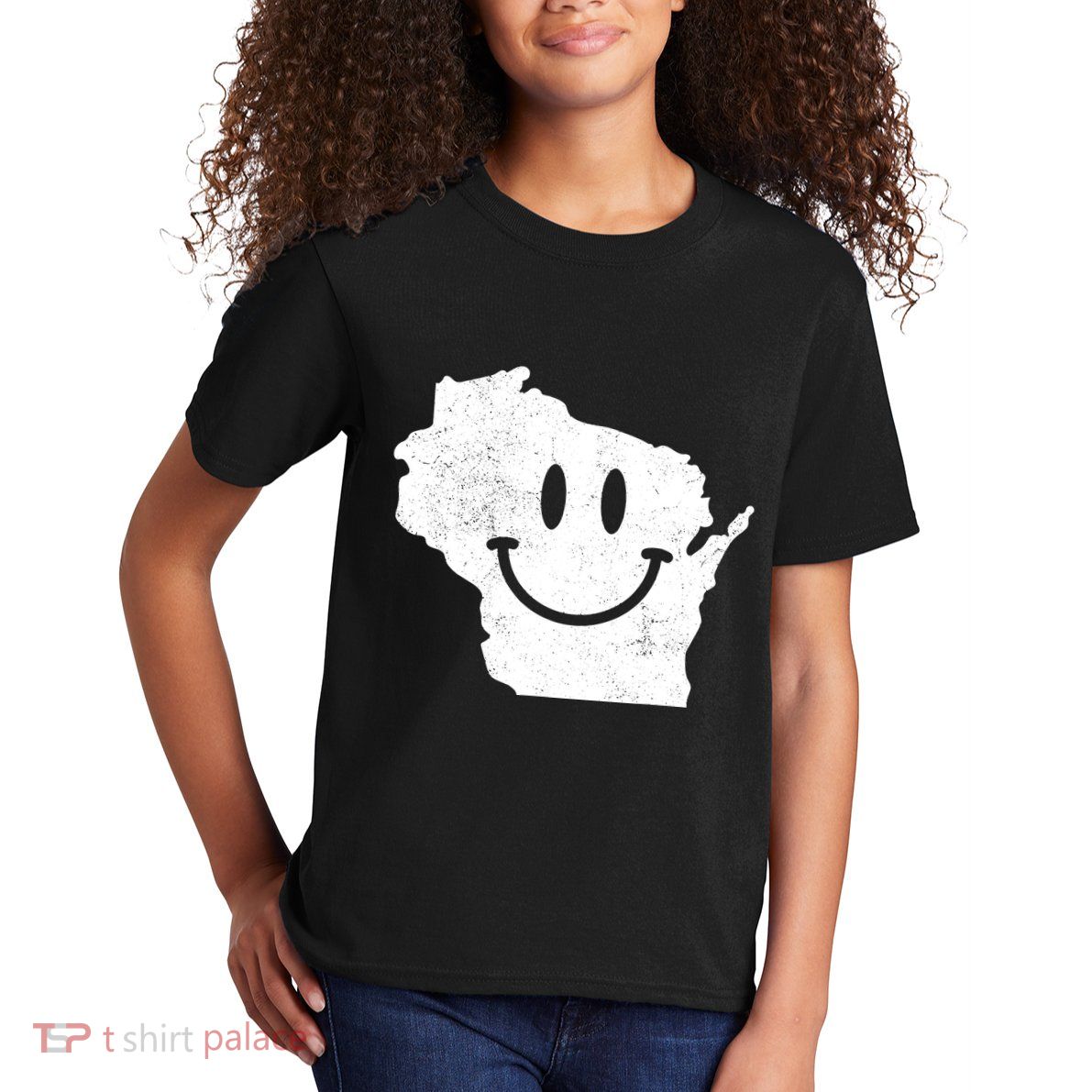 Smiling In Wi Funny Wisconsin Happy Face Kids T-Shirt