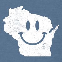 Smiling In Wi Funny Wisconsin Happy Face Garment-Dyed Sweatshirt