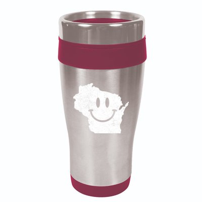Smiling In Wi Funny Wisconsin Happy Face 16oz Travel Tumbler