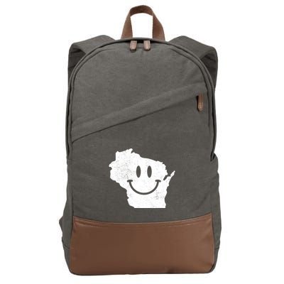Smiling In Wi Funny Wisconsin Happy Face Cotton Canvas Backpack