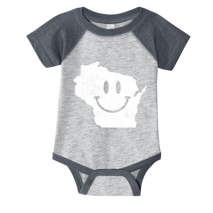 Smiling In Wi Funny Wisconsin Happy Face Infant Baby Jersey Bodysuit