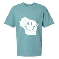 Smiling In Wi Funny Wisconsin Happy Face Sueded Cloud Jersey T-Shirt