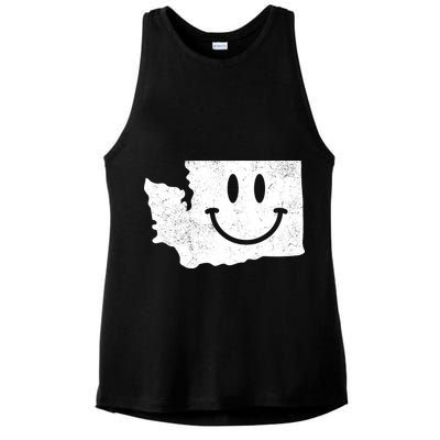 Smiling In Wa Funny Washington Happy Face Ladies PosiCharge Tri-Blend Wicking Tank