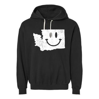 Smiling In Wa Funny Washington Happy Face Garment-Dyed Fleece Hoodie