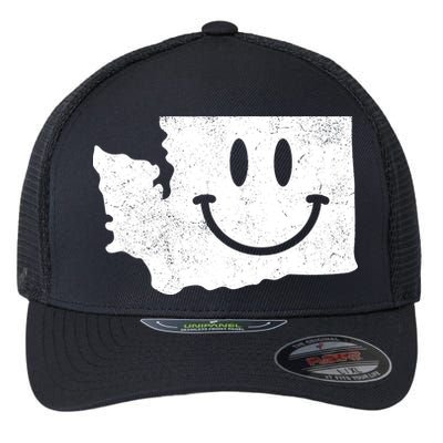 Smiling In Wa Funny Washington Happy Face Flexfit Unipanel Trucker Cap