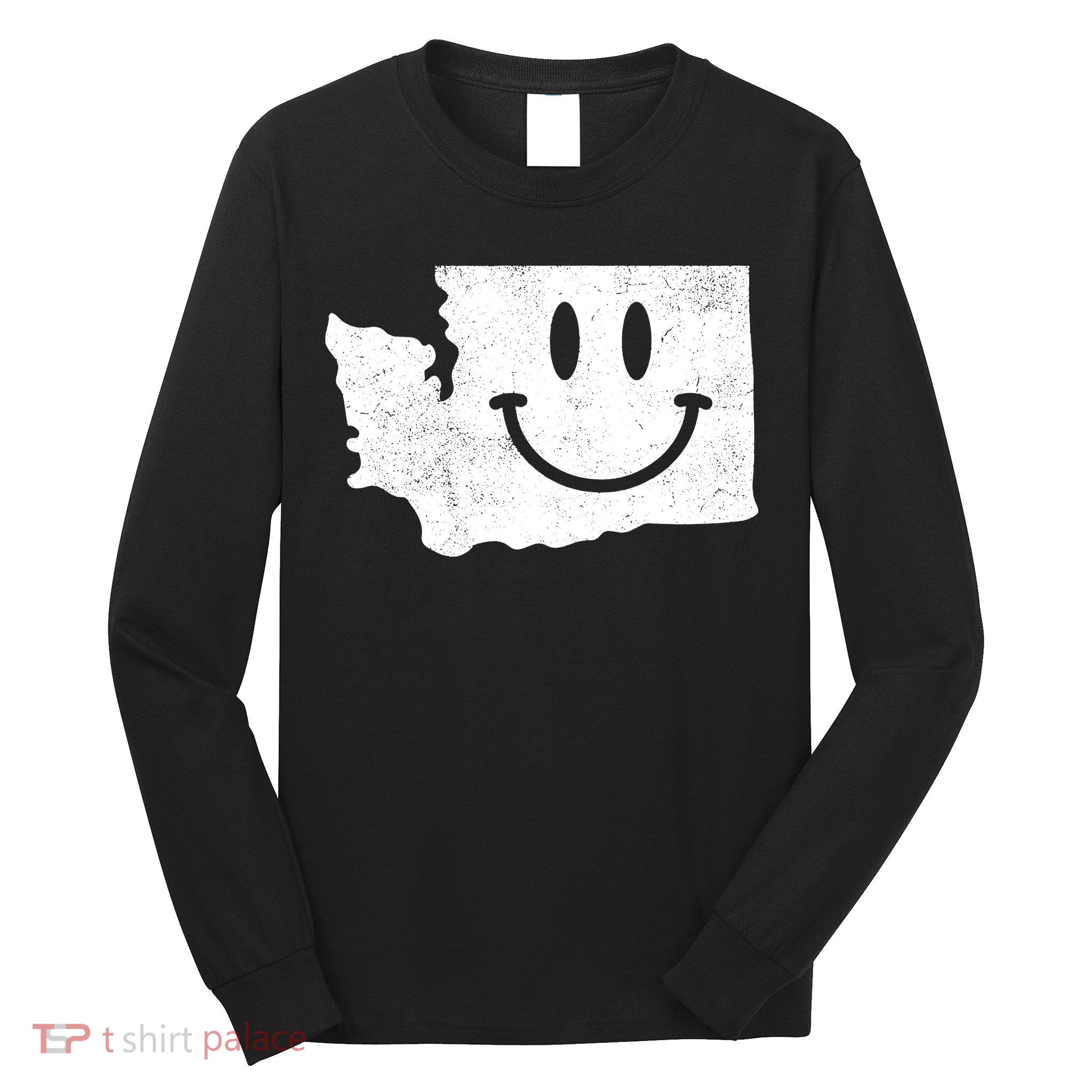 Smiling In Wa Funny Washington Happy Face Long Sleeve Shirt