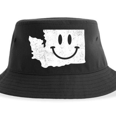 Smiling In Wa Funny Washington Happy Face Sustainable Bucket Hat