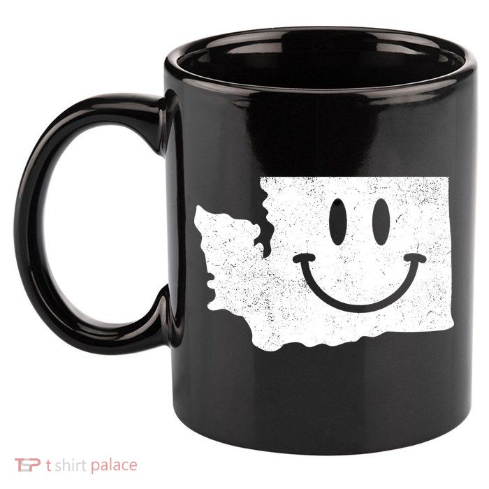 Smiling In Wa Funny Washington Happy Face 11oz C Handle Ceramic Mug