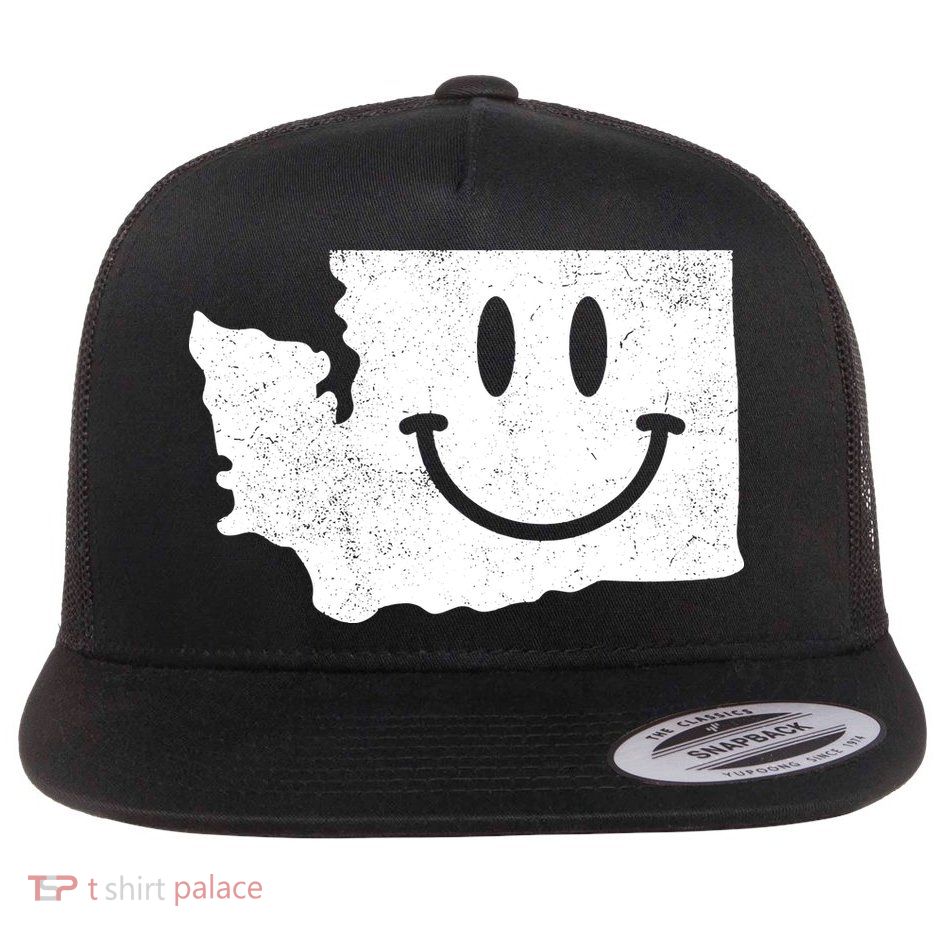 Smiling In Wa Funny Washington Happy Face Flatbill Hat
