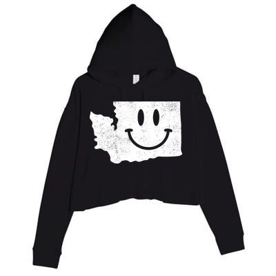 Smiling In Wa Funny Washington Happy Face Crop Fleece Hoodie