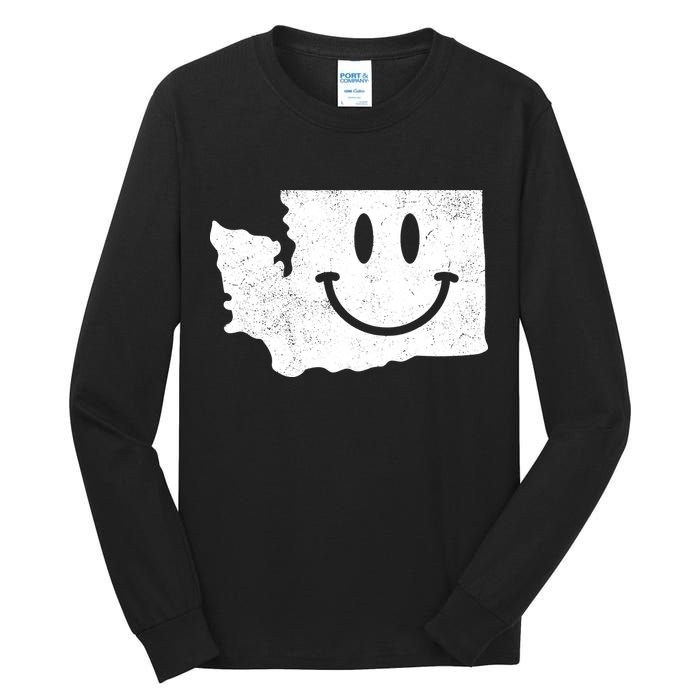 Smiling In Wa Funny Washington Happy Face Tall Long Sleeve T-Shirt