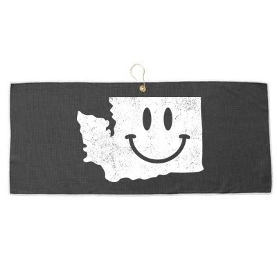 Smiling In Wa Funny Washington Happy Face Large Microfiber Waffle Golf Towel