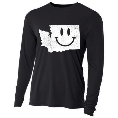 Smiling In Wa Funny Washington Happy Face Cooling Performance Long Sleeve Crew