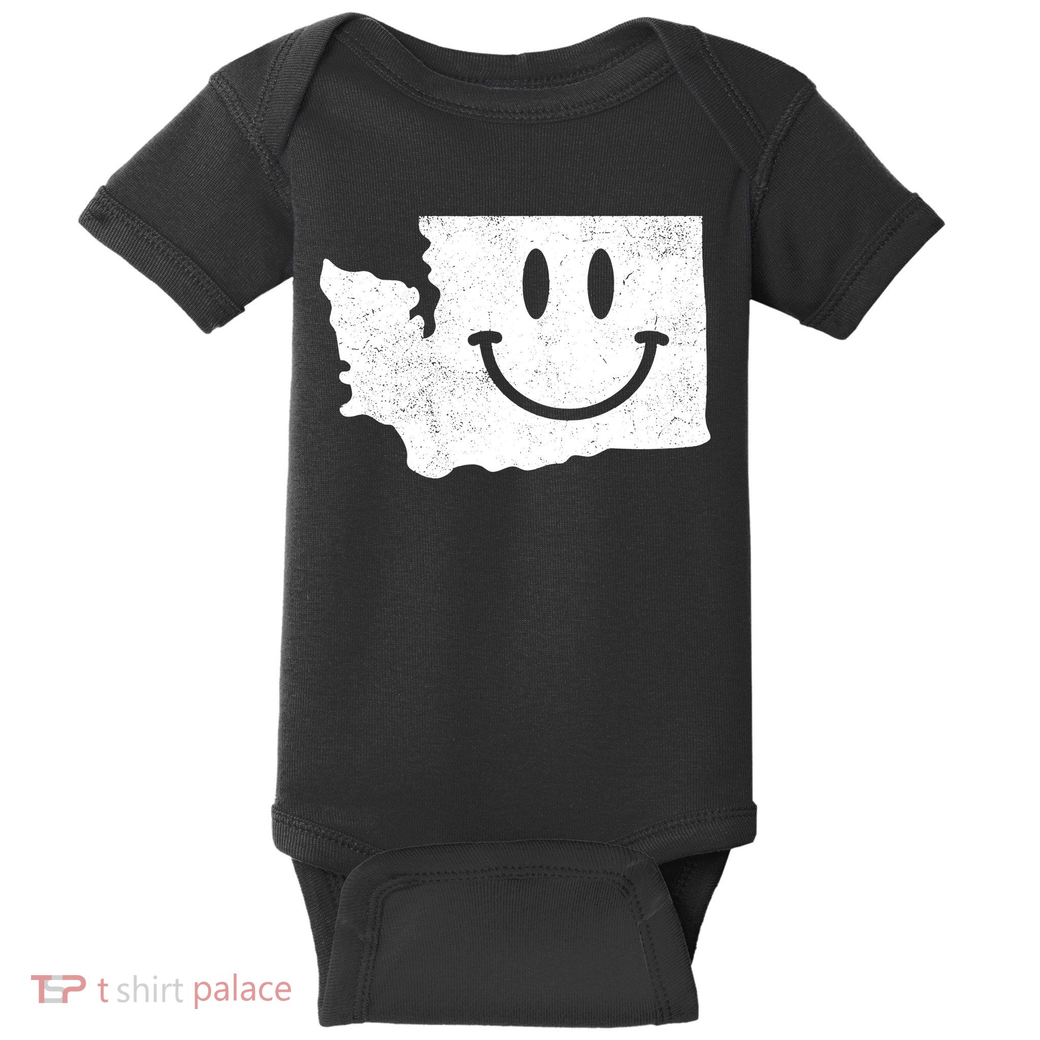 Smiling In Wa Funny Washington Happy Face Baby Bodysuit