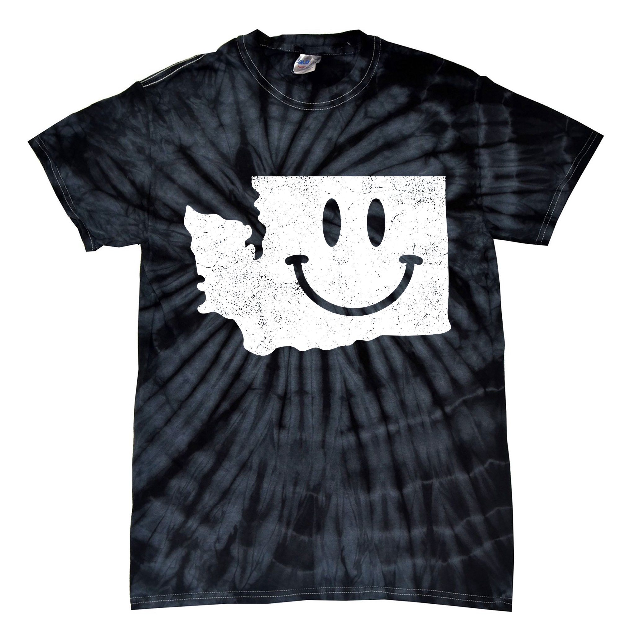Smiling In Wa Funny Washington Happy Face Tie-Dye T-Shirt