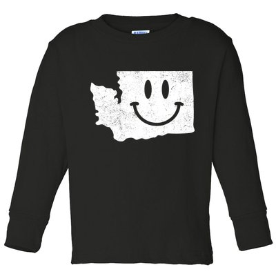 Smiling In Wa Funny Washington Happy Face Toddler Long Sleeve Shirt