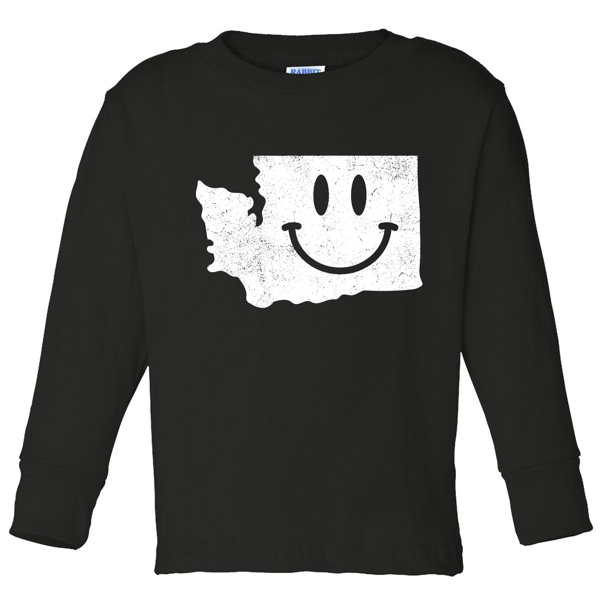 Smiling In Wa Funny Washington Happy Face Toddler Long Sleeve Shirt