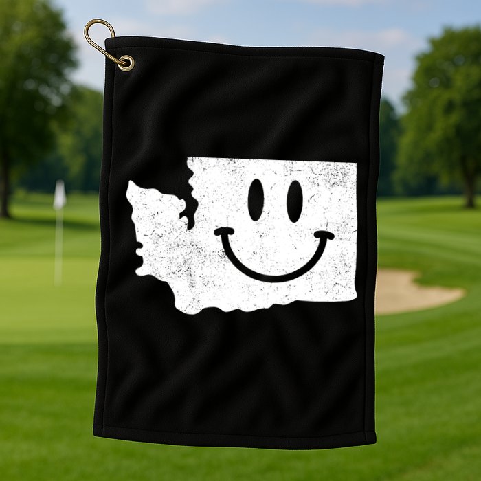 Smiling In Wa Funny Washington Happy Face Golf Towel