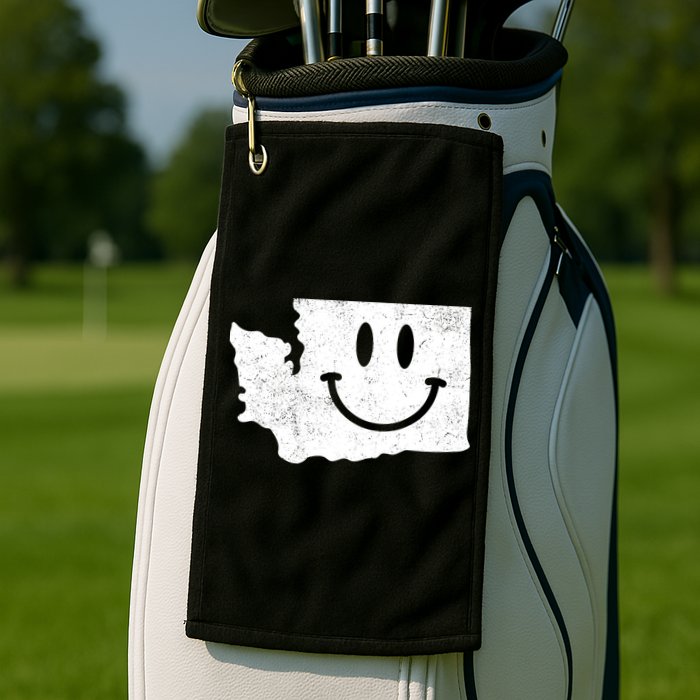 Smiling In Wa Funny Washington Happy Face Golf Towel