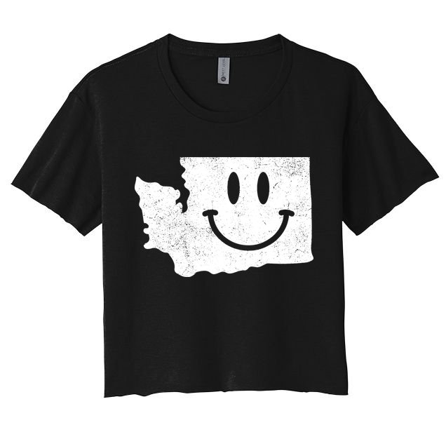 Smiling In Wa Funny Washington Happy Face Crop Top