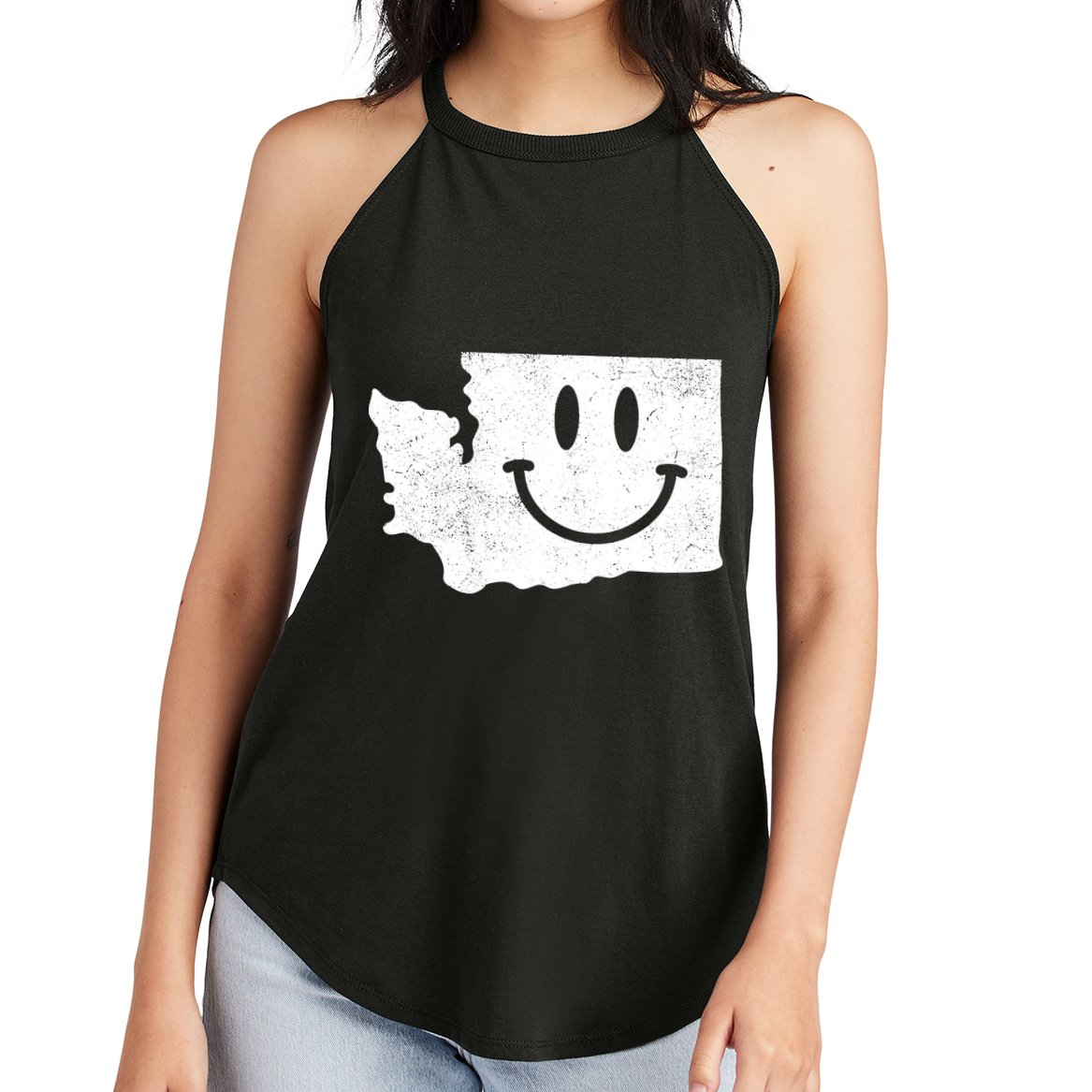 Smiling In Wa Funny Washington Happy Face Women's Perfect Tri Rocker Tank