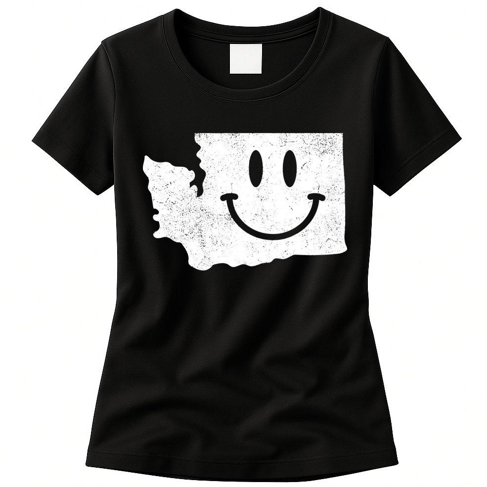 Smiling In Wa Funny Washington Happy Face Womens T-Shirt