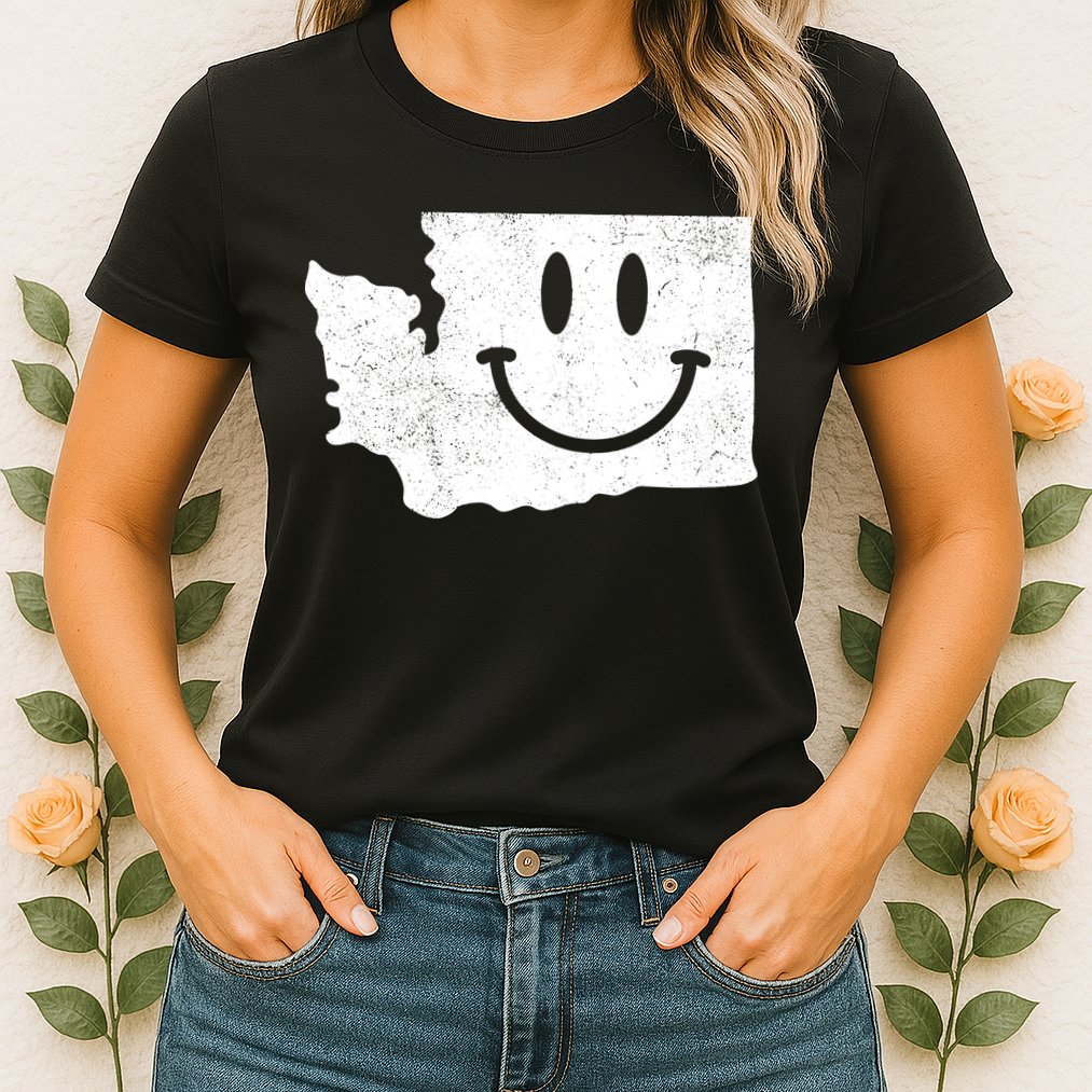 Smiling In Wa Funny Washington Happy Face Womens T-Shirt