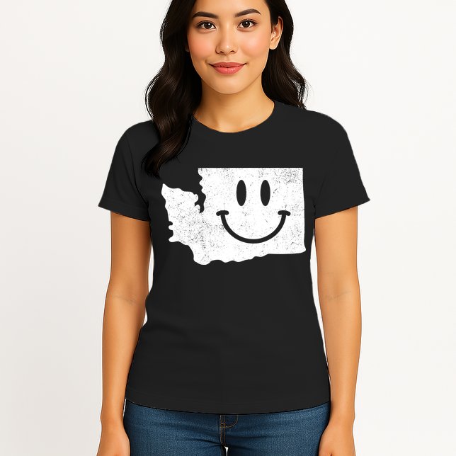Smiling In Wa Funny Washington Happy Face Womens T-Shirt