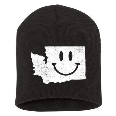 Smiling In Wa Funny Washington Happy Face Short Acrylic Beanie