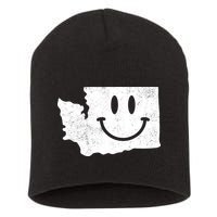 Smiling In Wa Funny Washington Happy Face Short Acrylic Beanie