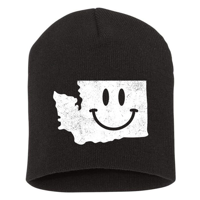Smiling In Wa Funny Washington Happy Face Short Acrylic Beanie
