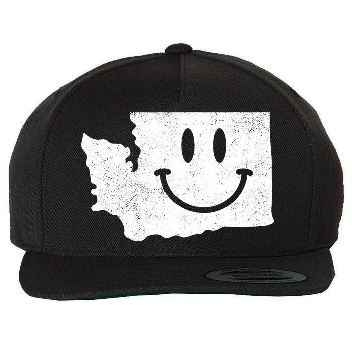 Smiling In Wa Funny Washington Happy Face Wool Snapback Cap