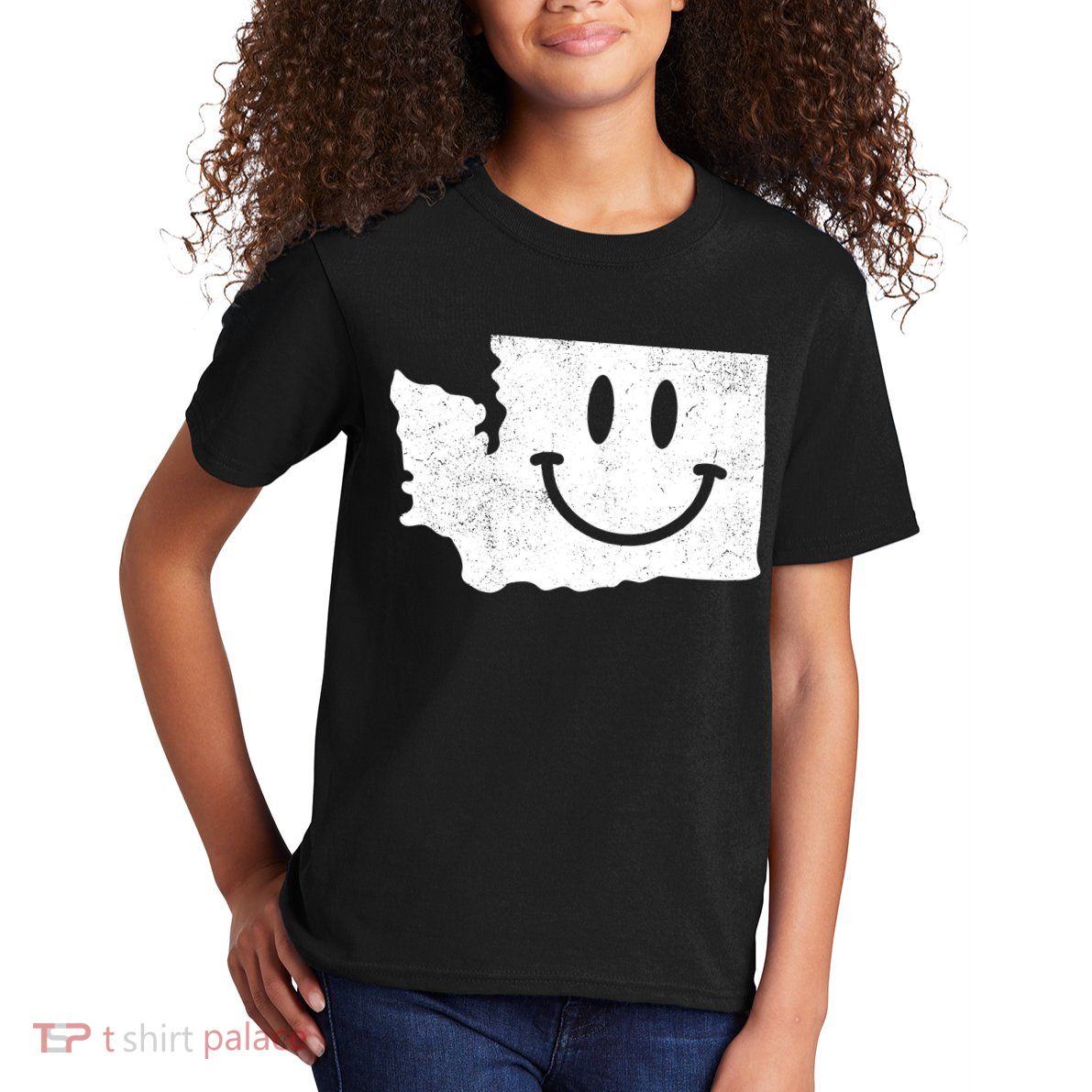 Smiling In Wa Funny Washington Happy Face Kids T-Shirt