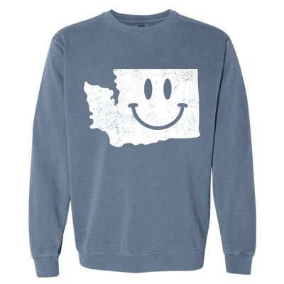 Smiling In Wa Funny Washington Happy Face Garment-Dyed Sweatshirt