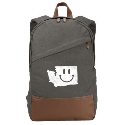 Smiling In Wa Funny Washington Happy Face Cotton Canvas Backpack