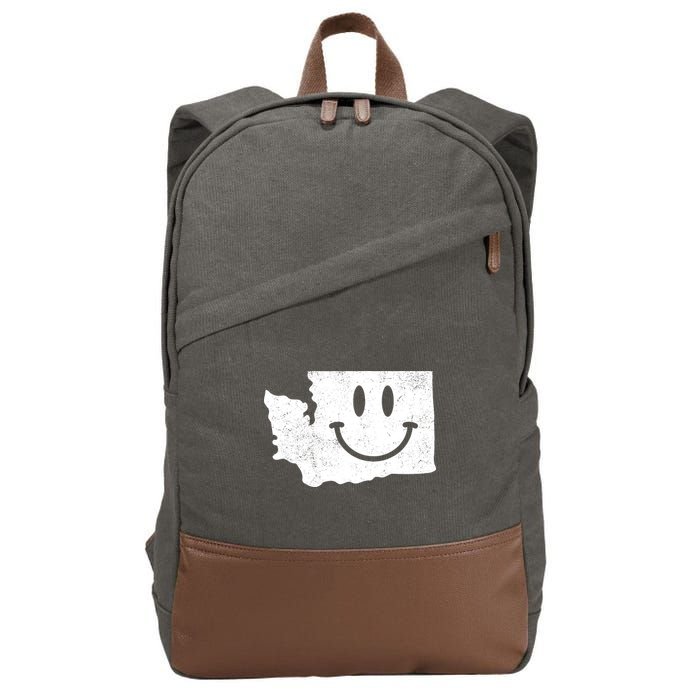 Smiling In Wa Funny Washington Happy Face Cotton Canvas Backpack