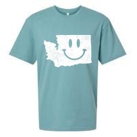 Smiling In Wa Funny Washington Happy Face Sueded Cloud Jersey T-Shirt