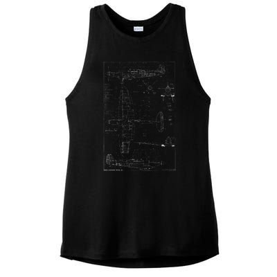 Spitfire Ix Wwii Blueprint Series Fighter Airplane Ladies PosiCharge Tri-Blend Wicking Tank