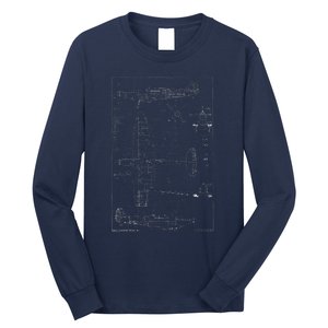 Spitfire Ix Wwii Blueprint Series Fighter Airplane Long Sleeve Shirt